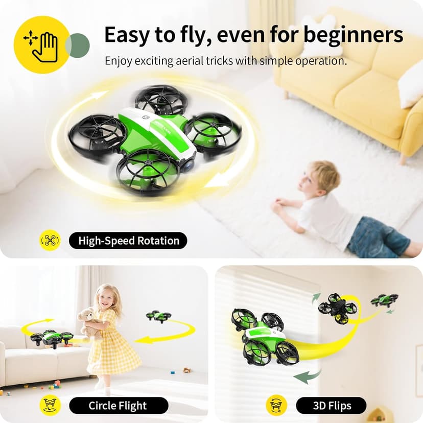Holy Stone Mini FPV Drone with 1080P HD Camera for Kids & Beginners, RC Nano Quadcopter with Optical Flow Hover, Gesture Control, 3D Flips, 3 Batteries, Great Gift Toy for Boys and Girls, HS210P Green