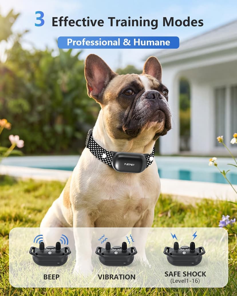 PATPET Shock Collar for Dogs - 4000FT Dog Training Collar with Remote, IPX7 Waterproof 4 Modes(Beep/Vibration/Shock/Safe) Dog Shock Collar, Rechargeable E-Collar for Small Medium Large Dogs(Dark Grey)