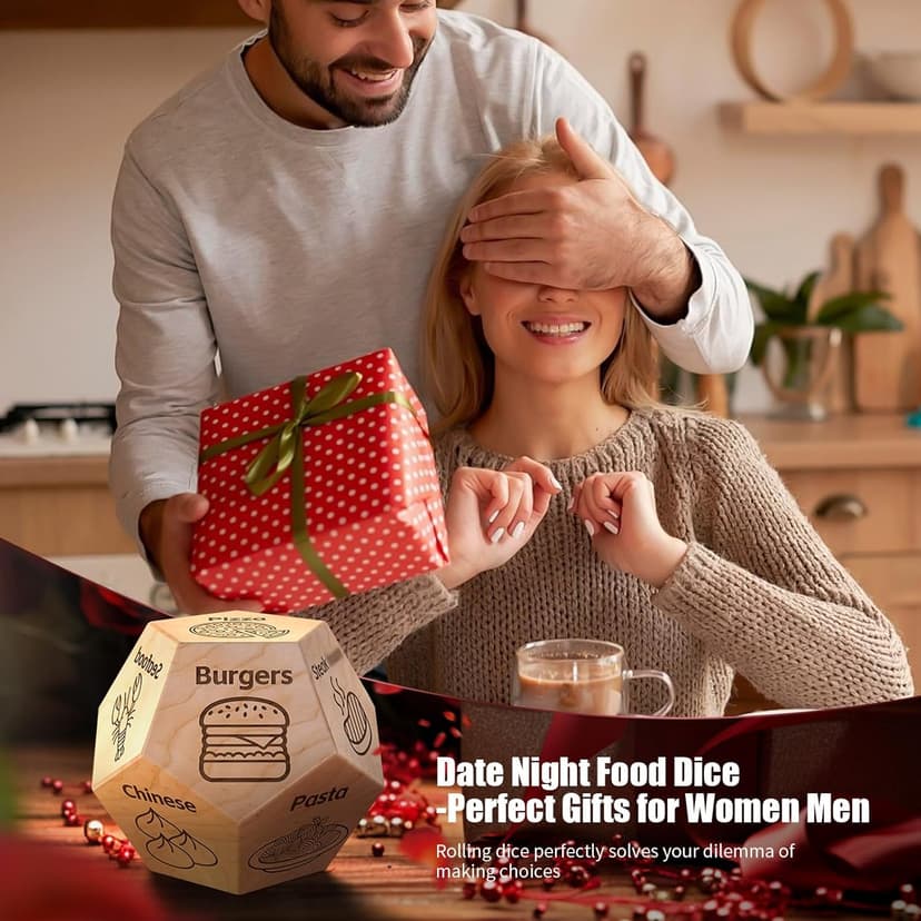 Food Dice Stocking Stuffers for Men Women Kids Adults Date Night Dice Couples Gifts for Him Her Anniversary Christmas Birthday Wedding Gifts for Men Women Him Her Boyfriend Girlfriend Husband