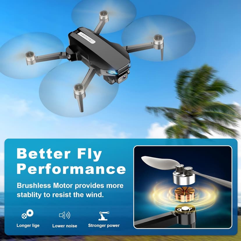 GPS Drone with Camera for Adults, 2K HD FPV Drone with Auto Return, Follow Me, Circle Fly, Waypoint Fly, Stable Hover, Brushless Motor, Foldable 5G Transmission Remote Control Quadcopter, Black