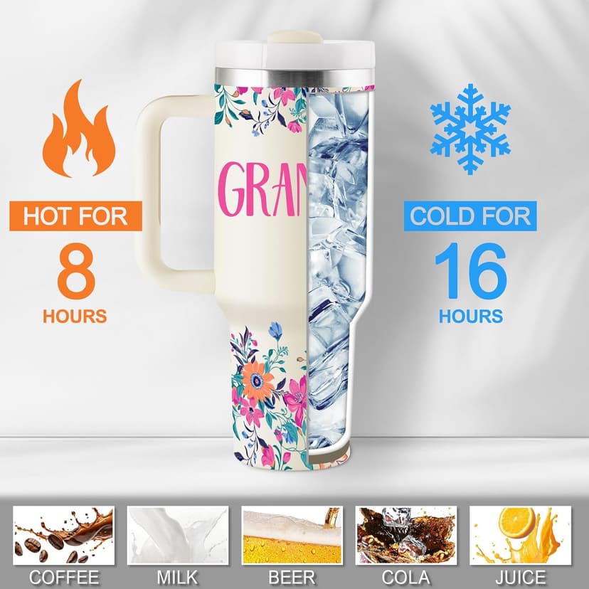 Granny Gifts from Grandkids for Mothers Day Christmas 40oz Travel Cup Insulated Tumbler with Lid & Straw ROSTANTEN Granny Gifts Birthday Gifts for Granny B0FS6SF32M