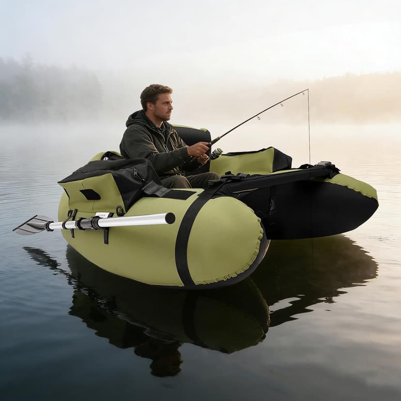 Inflatable Fishing Float Tube, Fishing Belly Boat with Boat Oar, Pump, Storage Bag, Adjustable Straps, Fishing Float Tube for Angling, 286.6LBS Load Capacity