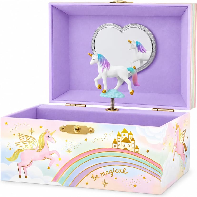 Music Boxes for Little Girls, Toddler Jewelry Box for 4 Year Old Kids, Toys for Toddlers, Birthday Gifts for Kids 5-9 Years Giggle & Honey® Musical Unicorn Jewelry Box for Girls B0CHKLZ7PJ