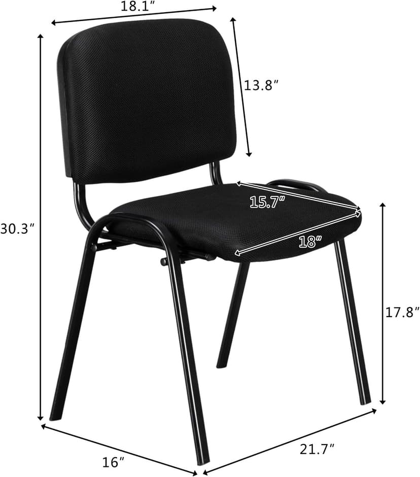 VINGLI Waiting Room Chairs - 5-Pack Black Mesh Church & Conference Room Chairs, Armless Stackable Office Guest & Reception Chairs for Meeting Room & Office Lobby