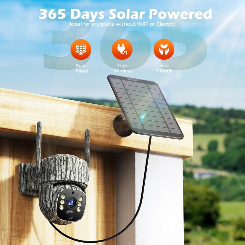 4G LTE Cellular Trail Camera, 360° Live Streaming Solar Game Camera 2.5K SIM Card Included, Auto Tracking Security Cameras Wireless Outdoor with Night Vision, Motion Activated for Outdoor, 2 Pack