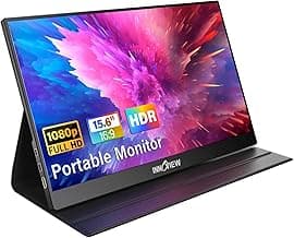 InnoView Portable Monitor, 15.6 Inch FHD 1080P HDMI USB C Second External Monitor for Laptop, Desktop, MacBook, Phones, Tablet, PS5/4, Xbox, Switch, Built-in Speaker with Protective Case