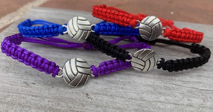 Sportybella Volleyball Charm Bracelet- Adjustable Bracelets with Volleyball Charm. Ideal Volleyball Gifts & Souvenir for Volleyball Players. Unisex Friendship Bracelet
