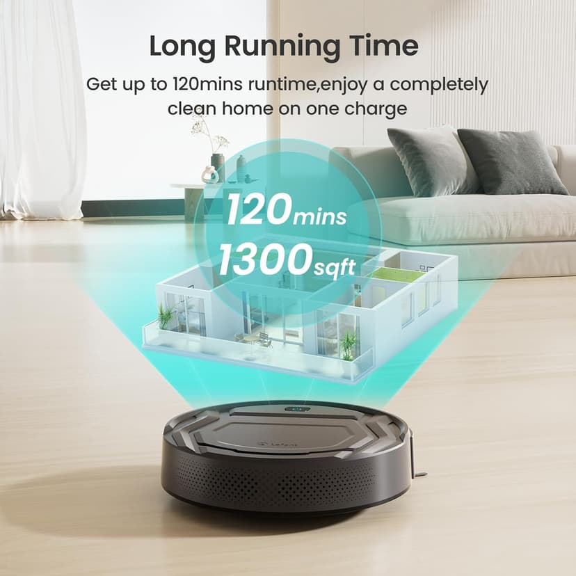 Lefant M210 Pro Robot Vacuum, 4000Pa Suction, 200 Mins Runtime, Quiet, Ultra-Slim, Self-Charging Robotic Vacuum Cleaner, WiFi/App/Alexa Control, Ideal for Pet Hair & Hard Floors
