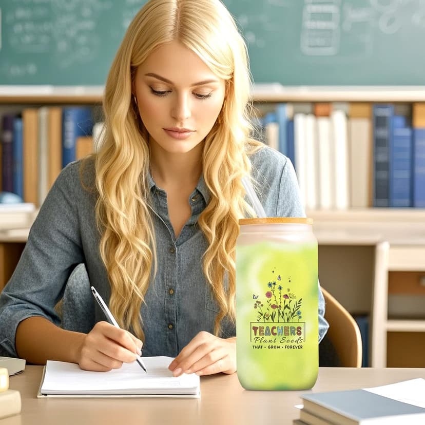 Teacher Appreciation Gifts Best Teacher Gifts from Student End of Year Teachers Gift for Women Unique 16 oz Teacher's Day Glass Cups for Teachers, Thank You Retirement Birthday Back to School(Frosted)