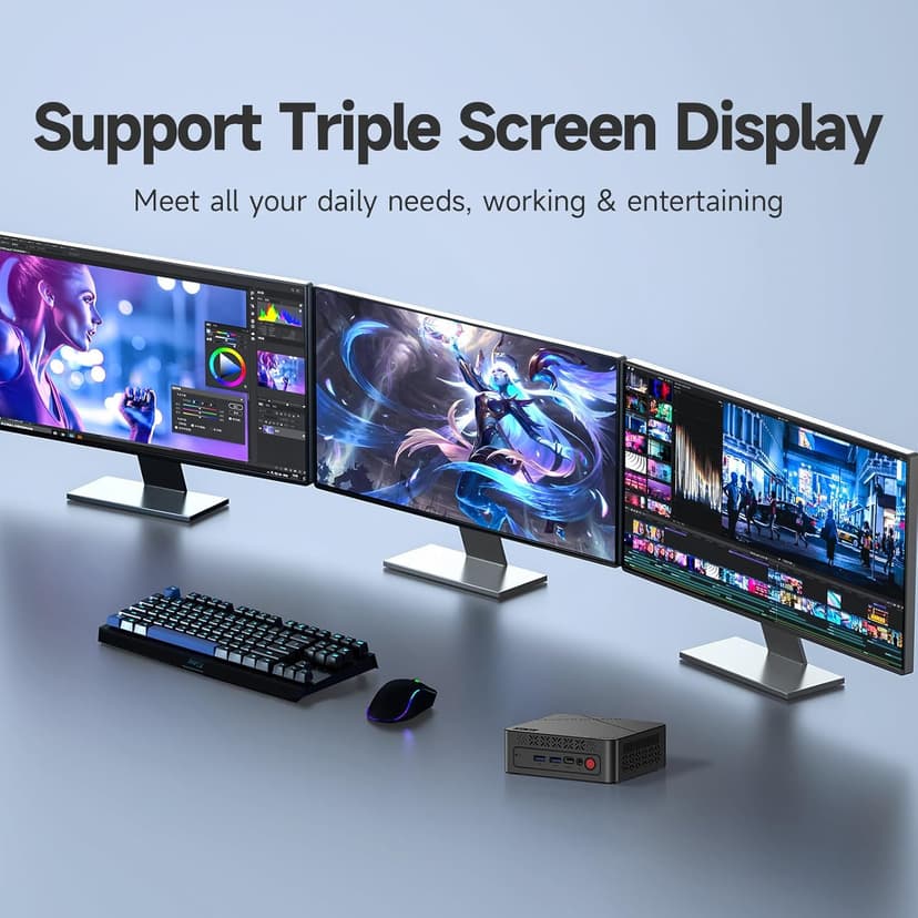 wo-we P6 AMD Ryzen 5 3550H Gaming Mini PC (Beats N150/N100/N97),16GB RAM 512GB SSD 4C/8T,4K Triple Displays, Light Gaming Mini Computers Home Theater Office Business Education