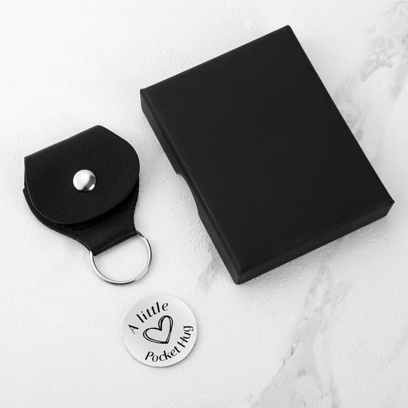 Pocket Hug Token Keychain for Men Him, Funny Boyfriend Gifts From Girlfriend, Long-distance Couple Gifts for Husband From Wife Christmas Birthday Valentine