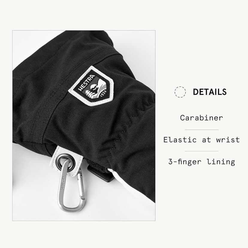 Hestra Army Leather Heli Ski Glove, 3-Finger Snow Glove for Skiing & Snowboarding for Men & Women