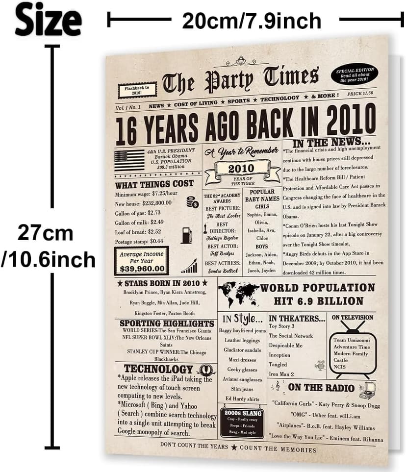 Huameigf Cool Gifts for 16 Year Old Girls Boys, Humor 16th Birthday Gifts Ideas for Girls Boys, Sweet 16th Birthday Card for Her Him, Happy 16 Birthday Decorations for Daughter Son