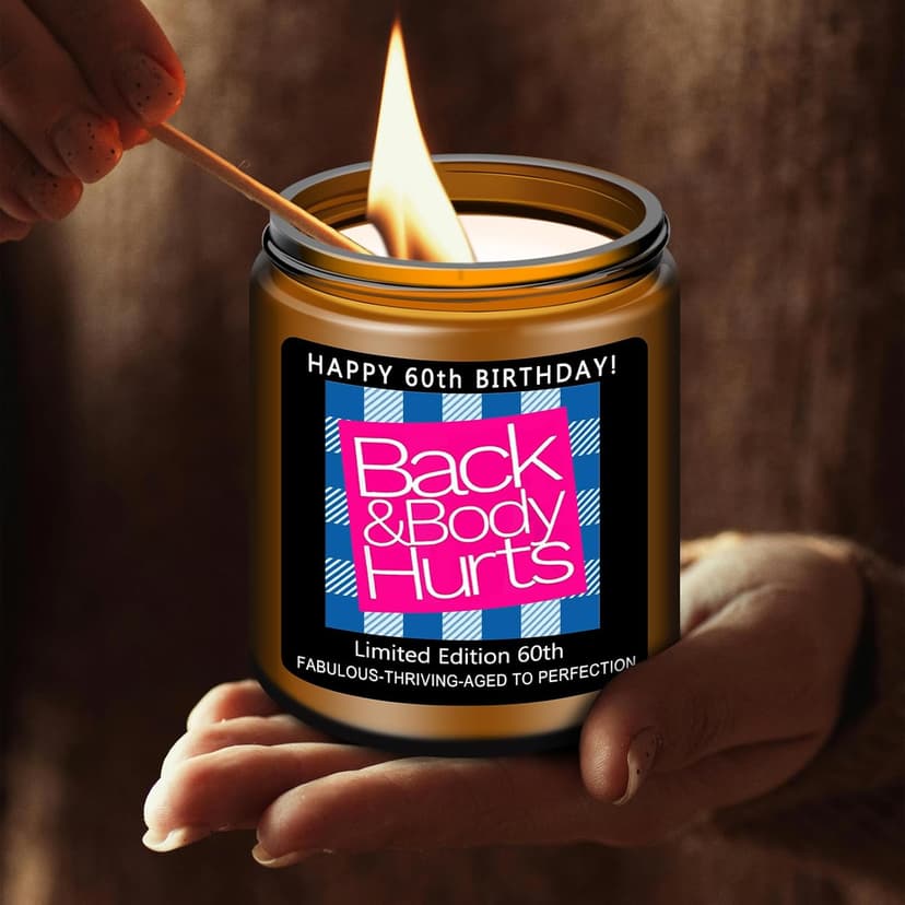 Homsolver 60th Birthday Gifts for Women Men, Happy 60th Birthday Decorations Candles Gift for Her Him, Funny 60 Years Old Ideas- Lavender Scented Candle