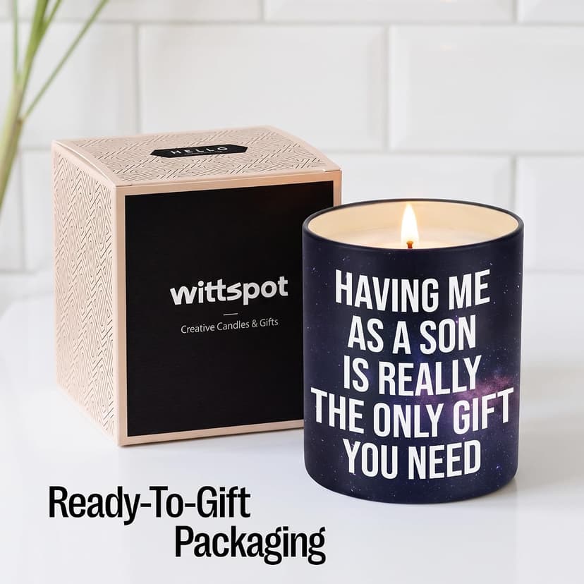 Mom Gifts for Birthday, Christmas - Mom candle with natural soy wax and lemongrass essential oil, 10 oz jar, gift-ready box Funny Gifts for Mom from Son, Having Me as a Son Lemongrass Candle B0GZH74W8K