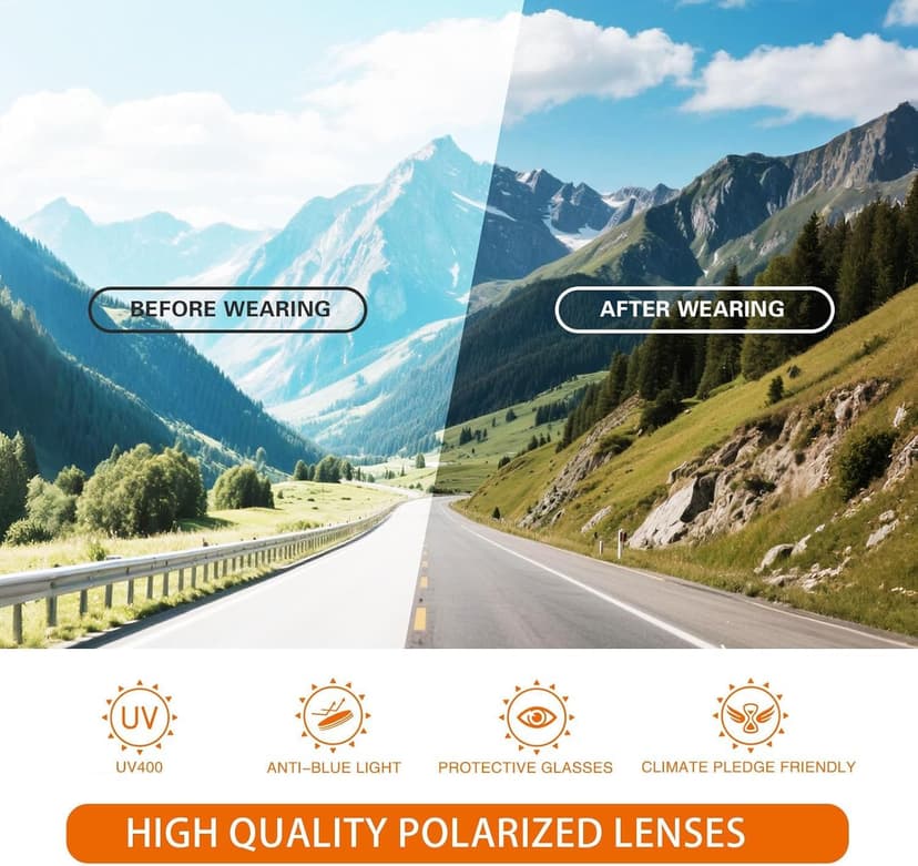 suoso Polarized Sports Sunglasses for Men: UV400 Protection Glasses Womens Wrap Around Goggles for Driving Fishing