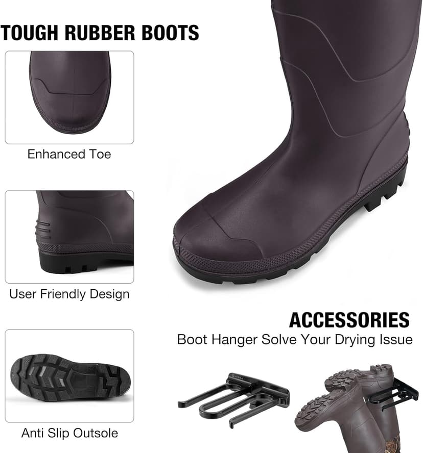 FISHINGSIR Fishing Waders for Men, 2-Ply Nylon/PVC Waterproof Women Chest Wader with Boots, Bootfoot Hunting Waders