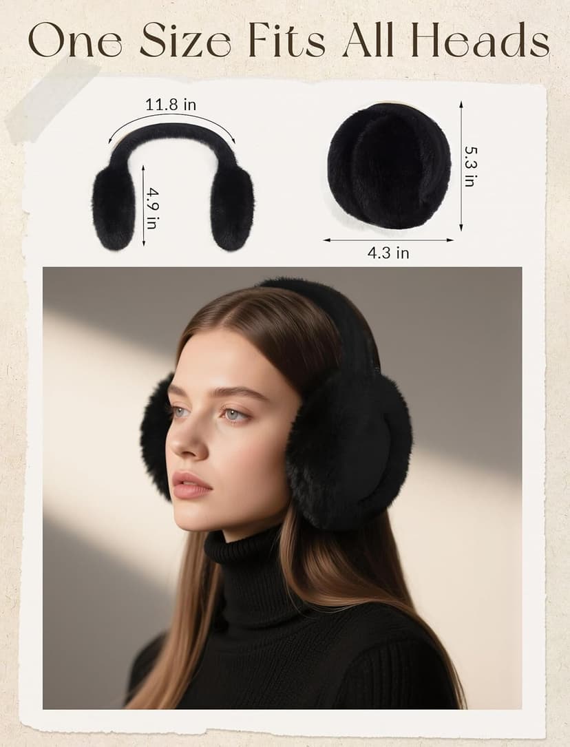 VEKDA Ear Muffs for Winter Women Fuzzy Ear Warmers Foldable Cute Earmuffs