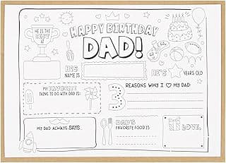 CJ&M Happy Birthday Dad Coloring Page | All About Dad Fill In Template | Father’s Birthday Activity | Dad’s Birthday Card for Kids.Perfect craft gift from kids for Father’s Birthday.