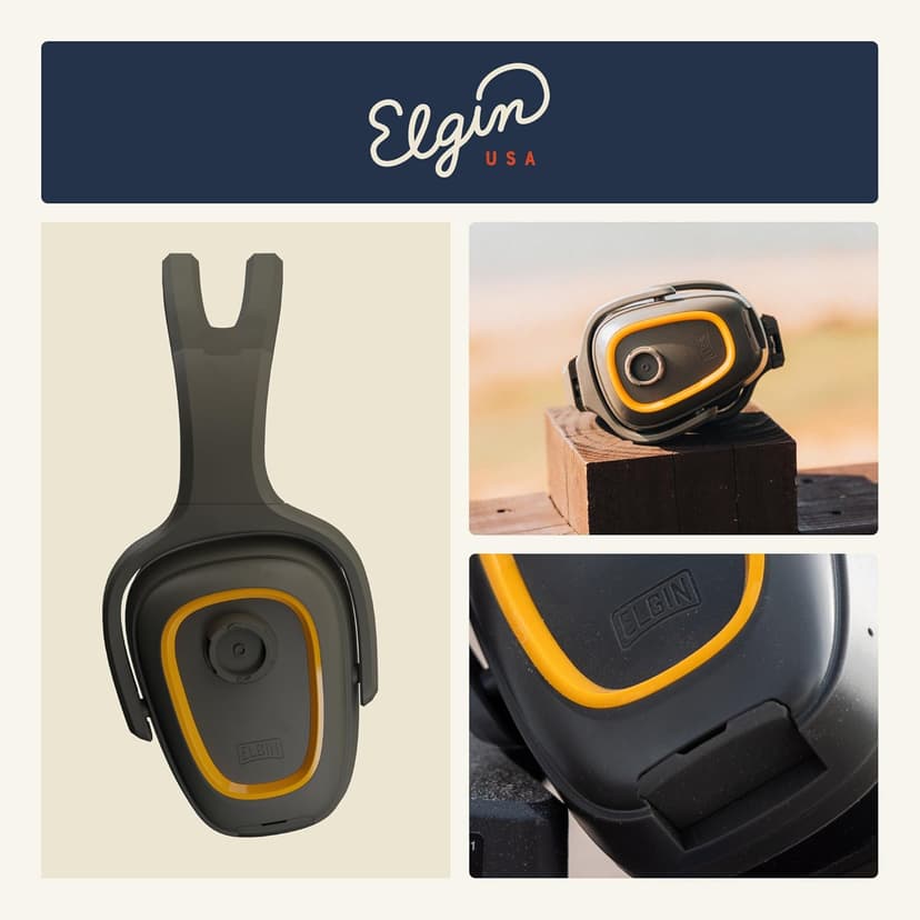 Elgin Rampage Bluetooth Hearing Protection Headphones, OSHA Compliant, 25 dB NRR, Noise Isolating Microphone, 40+ Hour Battery, IP65 Rated, Ideal for Construction, Landscaping, Industrial Use