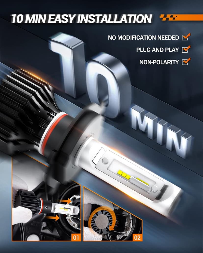 SEALIGHT H11 Bulbs, 4X Super Bright Powersport Bulbs 6000K White Plug and Play, Pack of 2