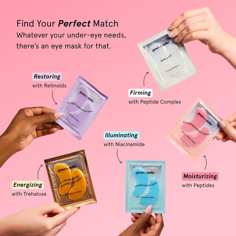 grace & stella Award Winning Under Eye Mask Reduce Dark Circles, Puffy Eyes, Undereye Bags, Wrinkles, Gel Under Eye Patches, Small Gifts for Women, Gifts Under 10 Dollars, Vegan (6 Pairs, Blue) B0C4G16NBX
