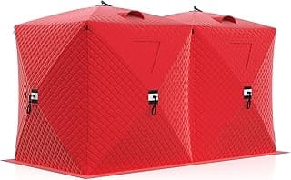 Garvee Insulated Pop-Up Ice Fishing Tent, 6-8 Person Portable Hub-Style Tent, Windproof Thermal Shanty with Hub Design, 420D 3-Layer Fabric for Winter Fishing