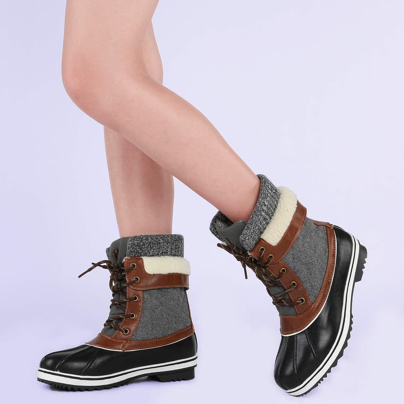 DREAM PAIRS Women's Snow Winter Boots Mid Calf Waterproof Duck Warm Outdoor Winter Boots Shoes