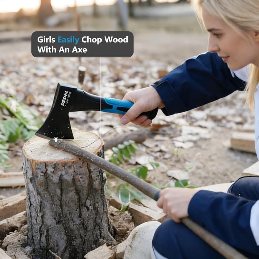 10” Outdoor Hatchet Forged Carbon Steel Heat Treated Hand Tool, Fiberglass Shock Reduction Handle with Anti-Slip Grip, Blue