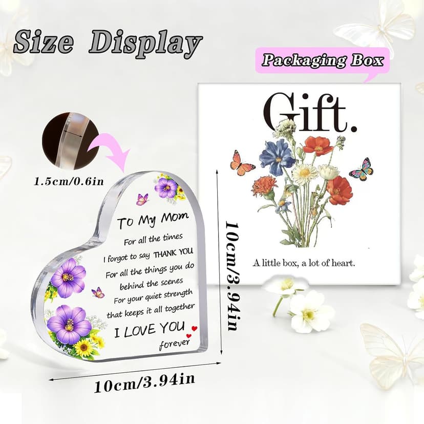 Birthday, Mother's Day, Valentine’s Day, Christmas Gift for Mom Gifts for Mom from Daughter Son, I Love You Heart Acrylic Block B0GJZKBBXZ