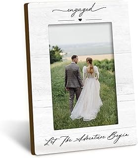 Engagement Couples Newlyweds Picture Frame 4x6, Engagement Gifts for Couples, Just Engaged Gift, Wedding Gifts for Newlyweds Bride Groom, Engaged Couple Picture Photo Frames for Desk Decor
