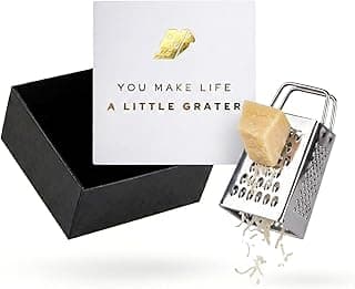 Gift Box and Card, Coworkers, Foodies, Stocking Stuffer, Real Stainless Steel, Ornament Hook, Birthday, Secret Santa Mini Cheese Grater Gift Set, You Make Life a Little Grater Funny Chef Gift B0G15M3C9S