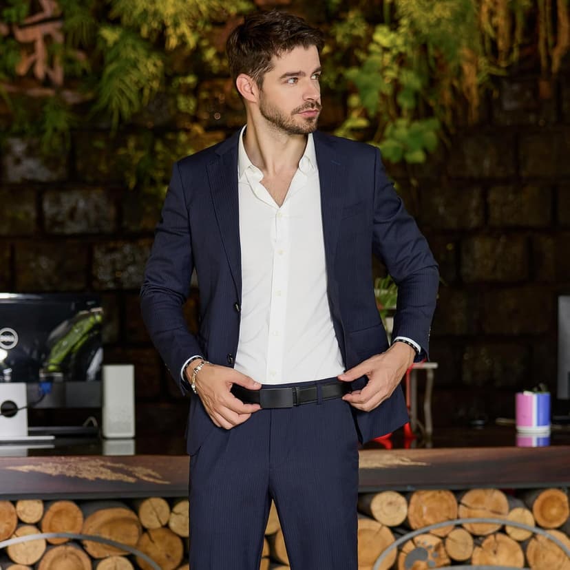 VATAN Men's Belt Leather Ratchet Belt for Men Dress Casual Every Day with Adjustable Buckle, Trim to Fit