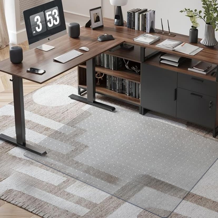 Azadx Chair Mat for Carpet 60"x 46" Large Office Chair Mat for Carpeted Floors, Carpet Protector Floor Mats on Low Pile Carpets Easy Glide Rolling Plastic Desk Computer Chairs Mats for Home
