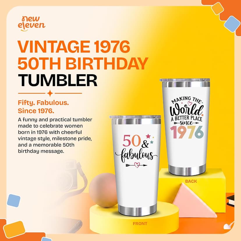 NewEleven 50th Birthday Gifts For Women - 50th Birthday Decorations For Women, Her, Wife, Girlfriend - Gift For Her Turning 50 Year Old - 20 Oz Tumbler B0DH7X6R1J