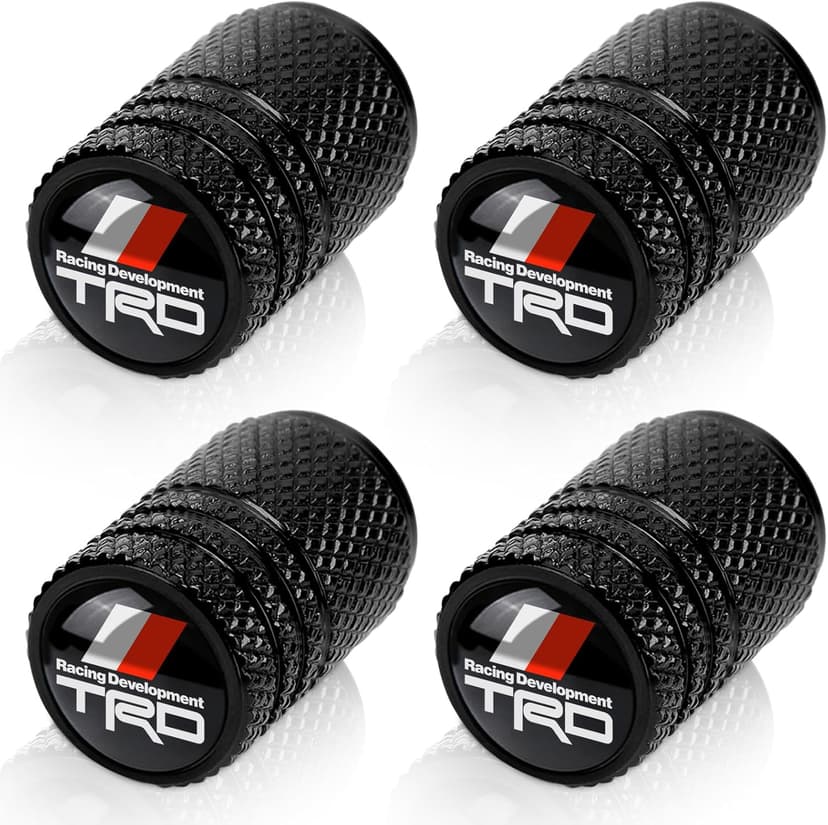 4pcs Tire Valve Stem Caps, Compatible with Toyota TRD Sequoia Tundra Tacoma 4Runner Trucks Series Stem Cap Universal Car Air Cover Car Accessories for Cars, SUV, Truck, Motorcycles Black