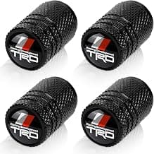 4pcs Tire Valve Stem Caps, Compatible with Toyota TRD Sequoia Tundra Tacoma 4Runner Trucks Series Stem Cap Universal Car Air Cover Car Accessories for Cars, SUV, Truck, Motorcycles Black