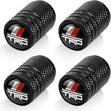 4pcs Tire Valve Stem Caps, Compatible with Toyota TRD Sequoia Tundra Tacoma 4Runner Trucks Series Stem Cap Universal Car Air Cover Car Accessories for Cars, SUV, Truck, Motorcycles Black
