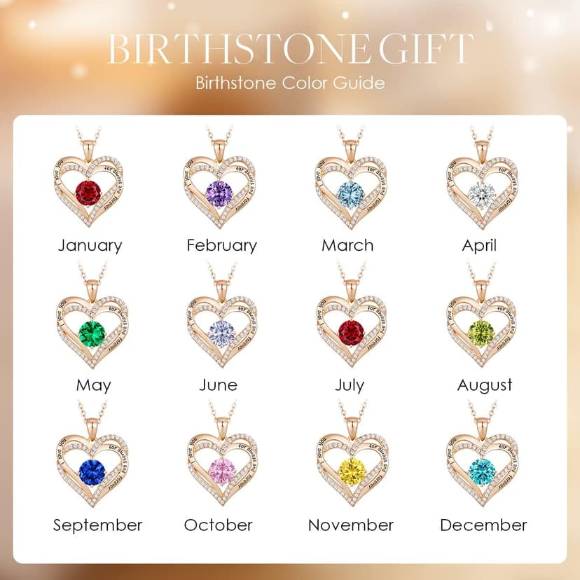 CDE Forever Love Heart Necklaces for Women, Wedding Anniversary, Birthday Mothers Day Gifts for Mom, Mother, Wife, Girlfriend, S925 Silver Jewelry with Birthstone Pendant