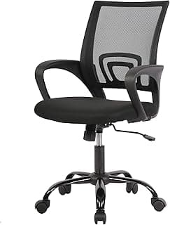 PayLessHere Office Computer Chair Ergonomic Cheap Desk Chair Adjustable Comfortable Mid Back Task Rolling Swivel with Lumbar Support for Home Office (Pack of 1, Black)