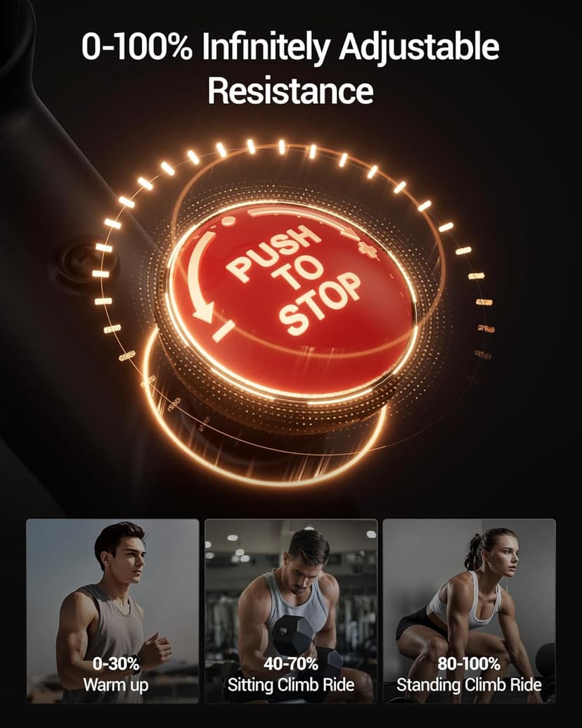 CURSOR FITNESS Exercise Bike, Brake Pad Stationary Bike for Home with Exclusive App, Stationary Bikes for Home with 300 lb Weight, Indoor Cycling Spin Bike Workout Bike with Extra Comfort Seat