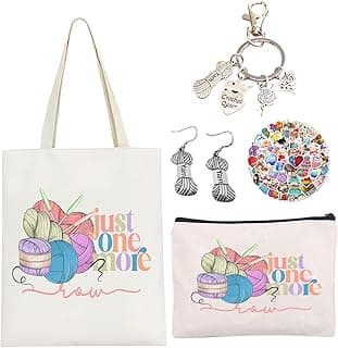 5 Pcs Crochet Gifts For Women,Crochet Reusable Grocery Bag, 50pcs Stickers for Friends, Mom, Knitting Lovers