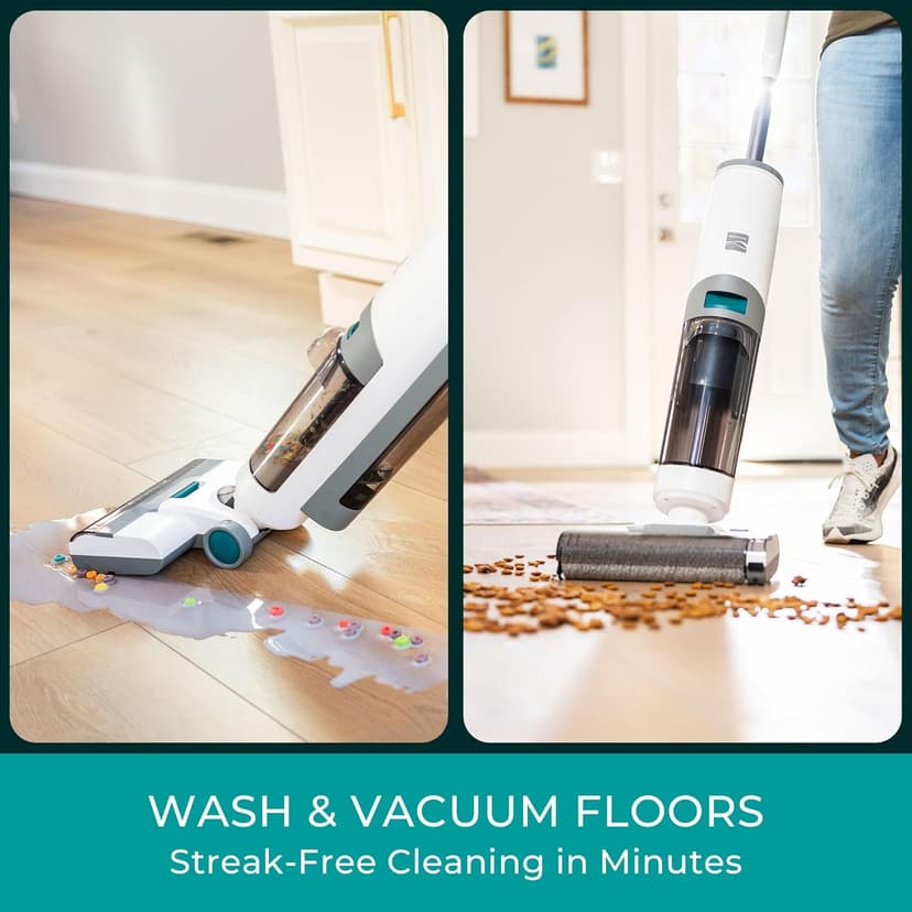 Kenmore HF5010 AquaLite 3-in-1 Cordless Wet Dry Vacuum Hard Floor Cleaner with Automatic Air-Drying, 35mins Runtime & One Edge Self-Cleaning Mop for Multi-Surface and Messes