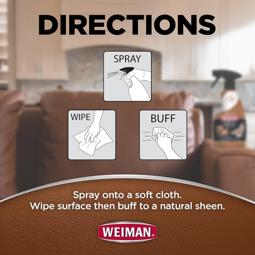 Weiman Leather Cleaner Conditioner & Protector for Couches, Boots, Chairs, Bags, Purses & Auto Interior with Microfiber Towel Included (2 Pack)