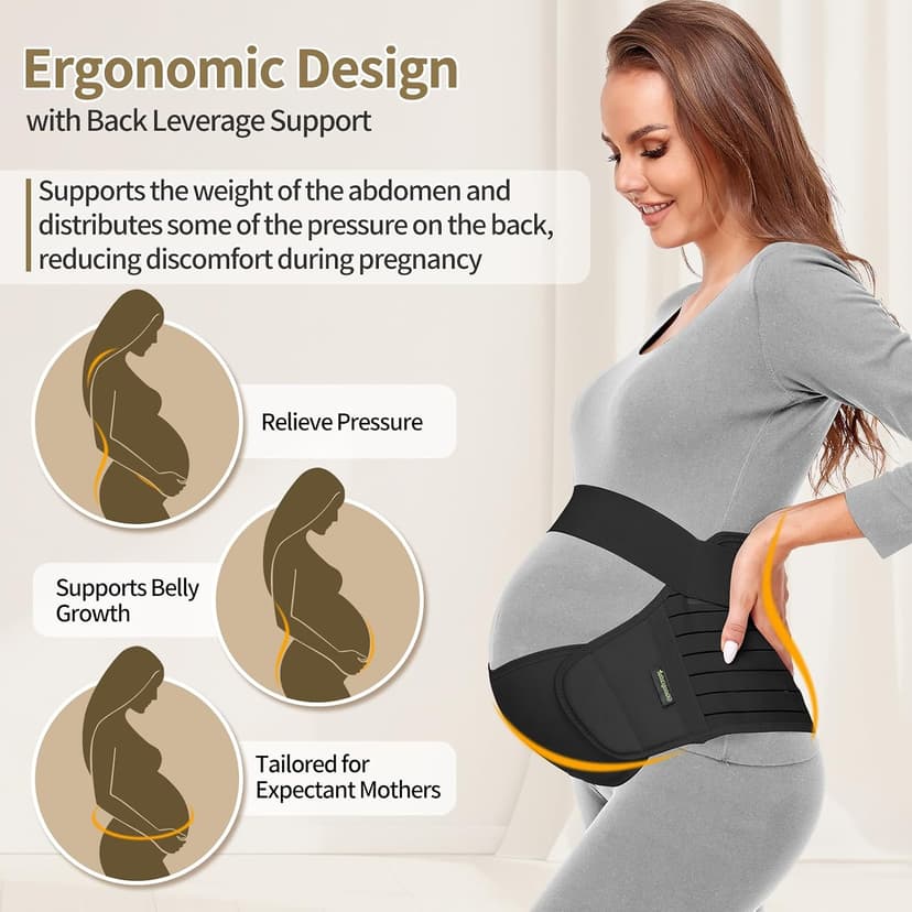 Pregnancy Support Belt Maternity Belly Band Pregnancy Belly Support Bands for Back/Pelvic/Hip Pain (M, Black) Maternity Belt Pregnancy Belly Band 3 in 1 Support Belt for Pregnant Women B09PZ5PSXW