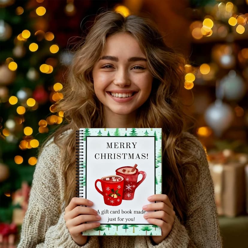 Christmas Stocking Stuffer Christmas Gift Card Book for Adults, Merry Christ-mas Gift Cards, 5x7 Color Spiral Bound Card Book- Surprises On Every Page, DIY Personalized Xmas Gifts for Family, Friends, Students B0FW3QJVR6