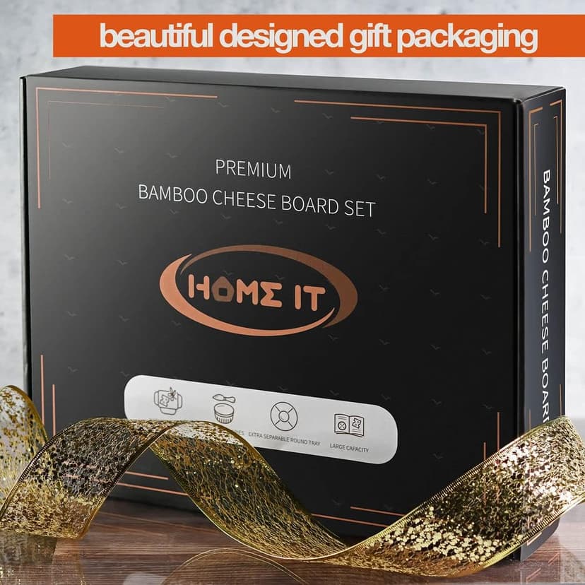Complete Serving Set with Utensils & Trays, Entertaining, House Warming, Wedding, Bridal Shower & Birthday Gift for Women Bamboo Charcuterie Board Set, Large Cheese Board 3-Drawer with Accessories B0BKLRWSZW