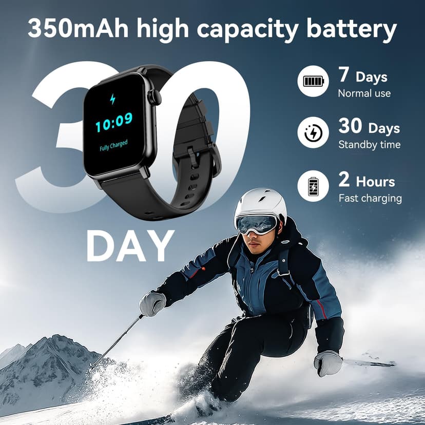 Smart Watches for Men Women, 1.83" HD Touchscreen Fitness Tracker with Bluetooth Calls, IP68 Waterproof, 120+ Sport Modes, 7-Day Battery, 24/7 Heart Rate & Sleep Monitor for iPhone Android iOS (Black)