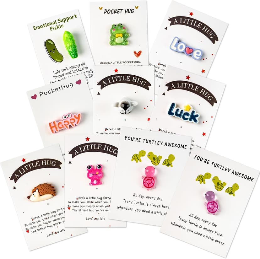 Pocket Hug 10 Sets, DIY Cute Mini Encouragement Gifts with Cute Resin Tokens Inspirational Thinking of You Keepsake Long Distance Friendship Appreciation Gifts for Friends Family Coworkers B0F1SNXLSH