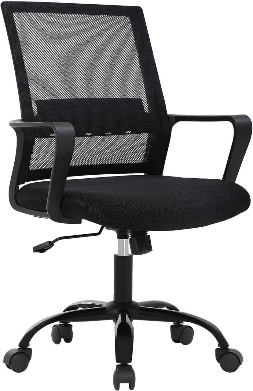 PayLessHere Office Chair Computer Chair Ergonomic Mesh Chair Mid-Back Home Office Swivel Chair Modern Desk Chair with Wheels Armrests Lumbar Support (Black)